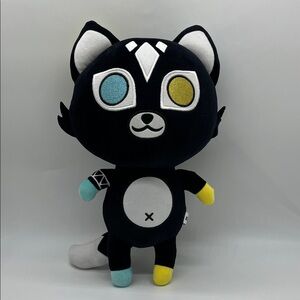 Krew District Black and White Cat Plush Toy with Colorful Paws